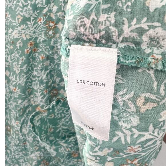 J. Jill Ditsy Floral Button Down Blouse Large Long Sleeve Blue Green Cotton - Picture 4 of 6